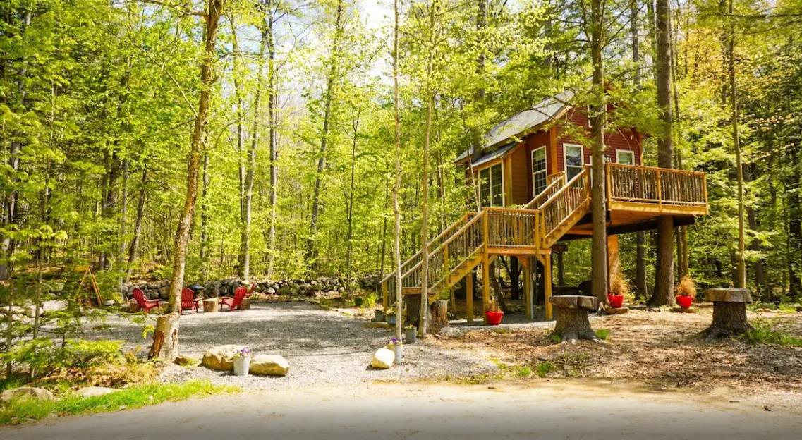 Cozy Log Cabin Treehouse Rentals in New Hampshire
